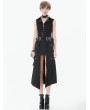 Dark in love Black Gothic Punk Studded Lace-Up Vest Top for Women