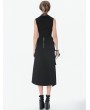 Dark in love Black Gothic Punk Studded Lace-Up Vest Top for Women
