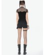 Dark in love Black Gothic Punk Irregular Mesh Chain Top for Women