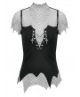 Dark in love Black Gothic Punk Irregular Mesh Chain Top for Women