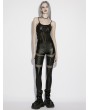 Punk Rave Black Gothic Punk Pleated Mesh Splicing Leggings for Women