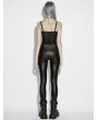 Punk Rave Black Gothic Punk Pleated Mesh Splicing Leggings for Women
