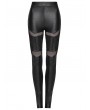 Punk Rave Black Gothic Punk Pleated Mesh Splicing Leggings for Women