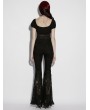 Punk Rave Black Gothic Lace Denim Flared Pants for Women
