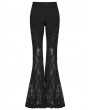 Punk Rave Black Gothic Lace Denim Flared Pants for Women