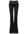 Punk Rave Black Gothic Mesh Panel Velvet Flared Pants for Women