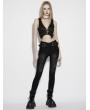 Punk Rave Black Gothic Castle Dark Pattern Jacquard Jeans for Women