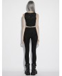 Punk Rave Black Gothic Castle Dark Pattern Jacquard Jeans for Women