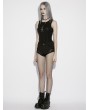 Punk Rave Black Gothic Punk Slim Knit Denim Shorts for Women