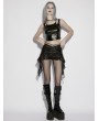 Punk Rave Black Post-Apocalyptic Drawstring Gothic Shorts with Waist Chain