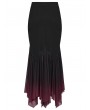 Punk Rave Black and Red Gothic Gradient Irregular Fishtail Skirt