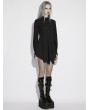 Punk Rave Black Gothic Asymmetrical Lantern Sleeve Short Shirt Dress