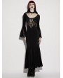 Punk Rave Black Gothic Velvet Hollow Fared Sleeve Long Fishtail Dress