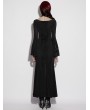 Punk Rave Black Gothic Velvet Hollow Fared Sleeve Long Fishtail Dress