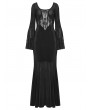 Punk Rave Black Gothic Velvet Hollow Fared Sleeve Long Fishtail Dress