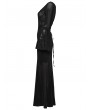 Punk Rave Black Gothic Velvet Hollow Fared Sleeve Long Fishtail Dress