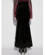 Punk Rave Black Gothic High Waist Ruched Velvet Fishtail Skirt