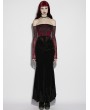 Punk Rave Black Gothic High Waist Ruched Velvet Fishtail Skirt