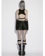 Punk Rave Black Gothic Punk Buckle Decor Low Waist Pleated Mini Skirt