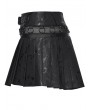 Punk Rave Black Gothic Punk Buckle Decor Low Waist Pleated Mini Skirt