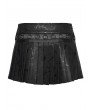 Punk Rave Black Gothic Punk Buckle Decor Low Waist Pleated Mini Skirt