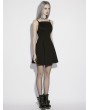 Punk Rave Black Gothic Punk Studded Slip A-Line Short Dress
