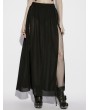 Punk Rave Black Gothic Sexy Perspective Mesh Slit Long Skirt