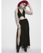Punk Rave Black Gothic Sexy Perspective Mesh Slit Long Skirt