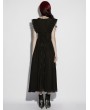 Punk Rave Black Gothic Romantic Sexy Deep V-Neck Flutter Sleeve Long Dress