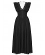 Punk Rave Black Gothic Romantic Sexy Deep V-Neck Flutter Sleeve Long Dress