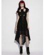 Punk Rave Black Gothic Cross Flutter Sleeve Lace High-Low Dress