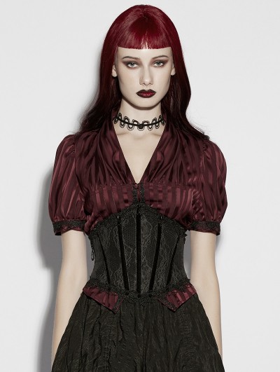 Punk Rave Black Gothic Embroidery Lace Spiked Corset Waistband