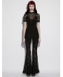 Punk Rave Black Gothic Short Sleeved Lace Shirt for Women