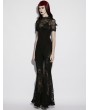 Punk Rave Black Gothic Short Sleeved Lace Shirt for Women