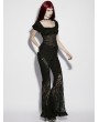 Punk Rave Black Gothic Lace Spliced Short Sleeve Shirt for Women