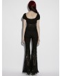 Punk Rave Black Gothic Lace Spliced Short Sleeve Shirt for Women