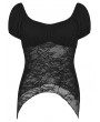 Punk Rave Black Gothic Lace Spliced Short Sleeve Shirt for Women