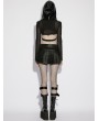 Punk Rave Black Gothic Punk Pullover Hooded Ultra Crop Top for Women