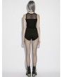 Punk Rave Black Gothic Moon Printed Vest Top for Women