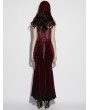 Punk Rave Red Gothic Rose Applique Mesh Corset Top for Women