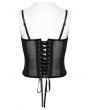 Punk Rave Black Gothic Rose Applique Mesh Corset Top for Women