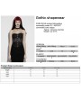 Punk Rave Black Gothic Rose Applique Mesh Corset Top for Women