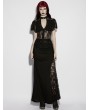 Punk Rave Black Gothic Perspective Lace Short Sleeve Shirt for Women