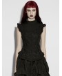 Punk Rave Black Gothic Embroidered Lace Stand Collar Shirt for Women
