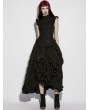 Punk Rave Black Gothic Embroidered Lace Stand Collar Shirt for Women
