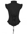 Punk Rave Black Gothic Embroidered Lace Stand Collar Shirt for Women