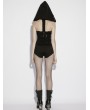 Punk Rave Black Gothic Punk Denim Hot Girl Detachable Hooded Vest Top