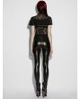 Punk Rave Black Gothic Embroidery Mesh Spliced Slim Fit Leggings for Women
