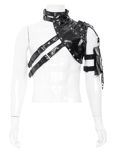 Devil Fashion Black Gothic Punk Asymmetric Shoulder Armor Harness