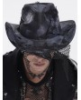 Devil Fashion Black Punk Gothic Distressed Fishnet Cowboy Hat